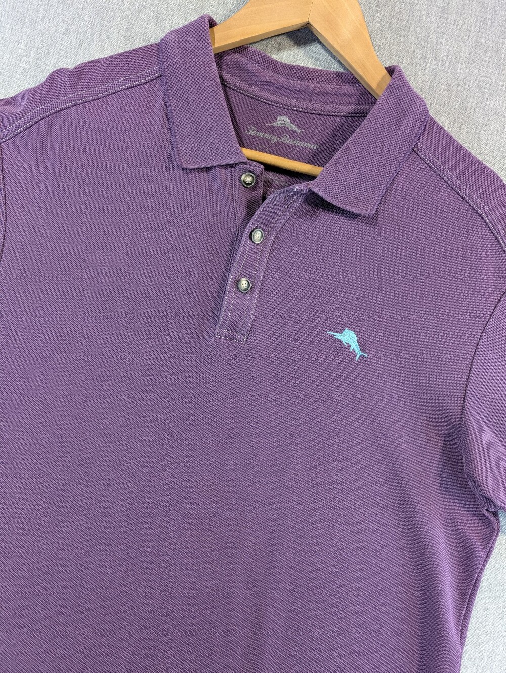 Tommy Bahama Polo Shirt Men's Large Purple Turquoise Marlin